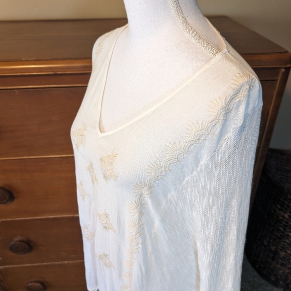 Knox Rose Boho White FRINGE Poncho - Picture 4 of 13